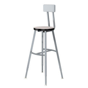 Titan Adjustable Height Stool with Backrest, Laminate Seat with Particleboard Core/T-Mold Edge, 30-38" Seat Height