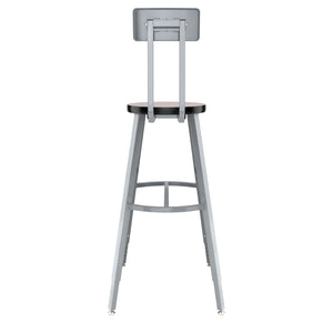Titan Adjustable Height Stool with Backrest, Laminate Seat with Particleboard Core/T-Mold Edge, 30-38" Seat Height