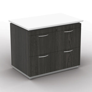 "Tuxedo White" 2-Drawer Lateral File, 36" W x 24" D x 30" H, White Top with Slate Grey Base