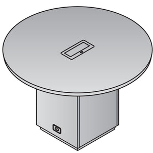 "Tuxedo White" 48" Round Table, White Top with Slate Grey Base