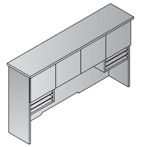 "Tuxedo White" 72" Hutch with Wood Doors, 72" W x 16" D x 42" H, White with Slate Grey Doors