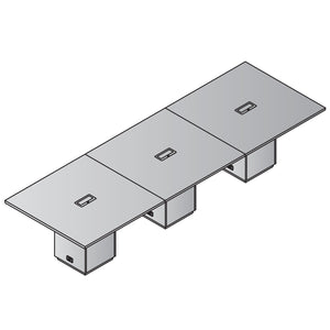 "Tuxedo White" Rectangular Table, 144" x 48", White Top with Slate Grey Bases