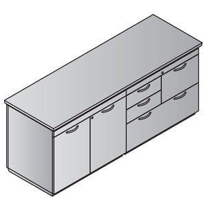 "Tuxedo White" MultiFile/Storage Credenza, 72" x 24", White Top with Slate Grey Base