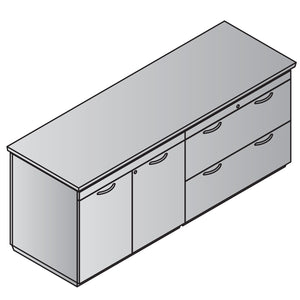 "Tuxedo White" Lateral File/Storage Credenza, 72" x 24", White Top with Slate Grey Base