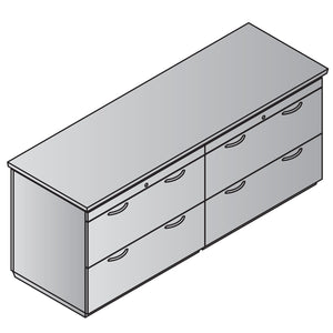 "Tuxedo White" Double Lateral File Credenza, 72" x 24", White Top with Slate Grey Base