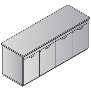 "Tuxedo White" 4-Door Storage Credenza, 72" x 24", White Top with Slate Grey Base