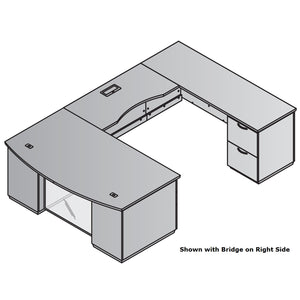 "Tuxedo White" U-Shape, 72" x 114", White Top with Slate Grey Base