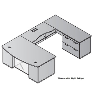 "Tuxedo White" U-Shape with Lateral File Credenza Pedestal, 72" x 114", White Top with Slate Grey Base
