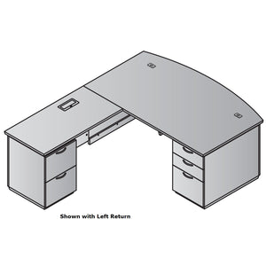 "Tuxedo White" L-Shape, 72" x 90", White Top with Slate Grey Base