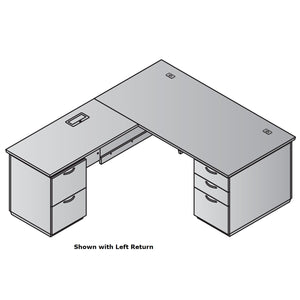 "Tuxedo White" L-Shape, 66" x 78", White Top with Slate Grey Base