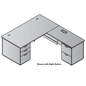 "Tuxedo White" L-Shape, 66" x 78", White Top with Slate Grey Base