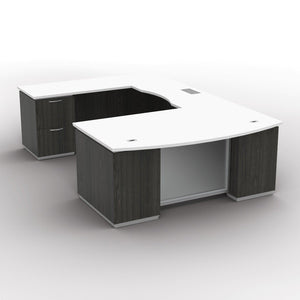 "Tuxedo White" U-Shape, 72" x 114", White Top with Slate Grey Base