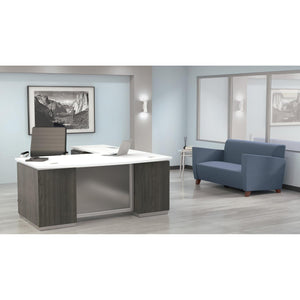 "Tuxedo White" L-Shape, 72" x 90", White Top with Slate Grey Base