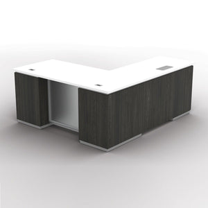"Tuxedo White" L-Shape, 66" x 78", White Top with Slate Grey Base