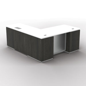"Tuxedo White" L-Shape, 66" x 78", White Top with Slate Grey Base