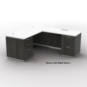 "Tuxedo White" L-Shape, 66" x 78", White Top with Slate Grey Base