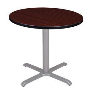 Cain 30" Round X-Base Breakroom Table, 29" Dining Height