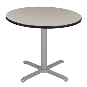 Cain 42" Round X-Base Breakroom Table, 29" Dining Height