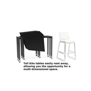Muzo Tall Kite® Standing Height Mobile Dry-Erase Flip-Top Folding/Nesting Table, Rectangle, 51" W x 25.5" D