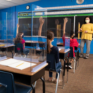 Classroom Bent-Edge Desktop Barrier and Sneeze Guard, 18" W x 14.5" x 18" H