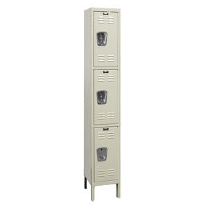 Premium Wardrobe Locker, Triple Tier, 12" W x 15" D x 78" H (24" H Openings), Assembled, One Wide