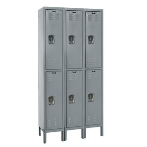Premium Wardrobe Locker, Double Tier, 12" W x 12" D x 78" H (36" H Openings), Assembled, Three Wide