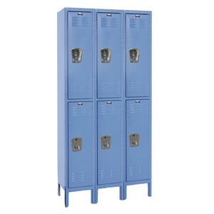Premium Wardrobe Locker, Double Tier, 12" W x 18" D x 78" H (36" H Openings), Assembled, Three Wide