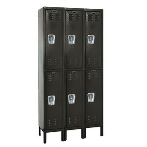 Premium Wardrobe Locker, Double Tier, 12" W x 15" D x 78" H (36" H Openings), Assembled, Three Wide