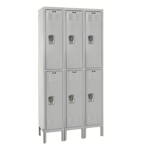 Premium Wardrobe Locker, Double Tier, 12" W x 18" D x 78" H (36" H Openings), Assembled, Three Wide