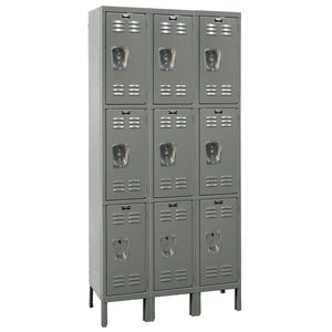 Premium Wardrobe Locker, Triple Tier, 12" W x 18" D x 78" H (24" H Openings), Assembled, Three Wide