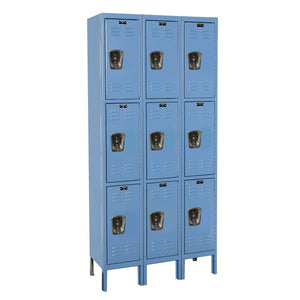 Premium Wardrobe Locker, Triple Tier, 12" W x 18" D x 78" H (24" H Openings), Assembled, Three Wide