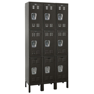 Premium Wardrobe Locker, Triple Tier, 12" W x 12" D x 78" H (24" H Openings), Assembled, Three Wide