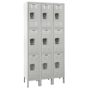 Premium Wardrobe Locker, Triple Tier, 12" W x 18" D x 78" H (24" H Openings), Assembled, Three Wide
