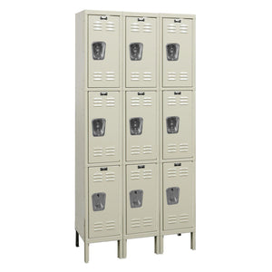 Premium Wardrobe Locker, Triple Tier, 12" W x 12" D x 78" H (24" H Openings), Assembled, Three Wide