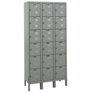 Premium 6-Tier Box Locker, 12" W x 12" D x 78" H (12" H Openings), Assembled, Three Wide