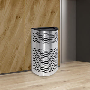 Venue Collection Indoor Half Round Waste Receptacle, 20-Gallon Capacity