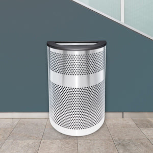 Venue Collection Indoor Half Round Waste Receptacle, 20-Gallon Capacity
