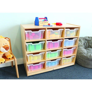 12 Tray Cubby Mobile Storage Cabinet with Gratnell Trays