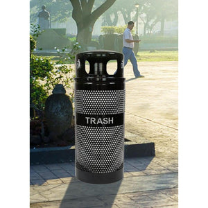 Landscape Series 34 Gallon Perforated Outdoor Trash Receptacle with Dome Top