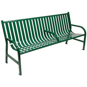 Oakley Collection Slatted Outdoor Bench with Center Arm, 72" L