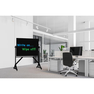 En Noir Mobile Reversible Black Dry Erase Magnetic Porcelain Markerboard, 48" H x 72" W