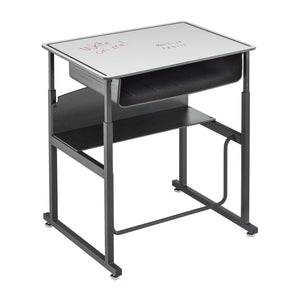 AlphaBetter® Adjustable-Height Stand-Up Desk, 28 x 20" Premium Top, Book Box and Swinging Footrest Bar-Desks-Dry Erase-