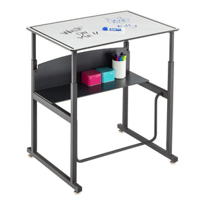 AlphaBetter® Adjustable-Height Stand-Up Desk, 28 x 20" Premium Dry Erase Top and Swinging Footrest Bar
