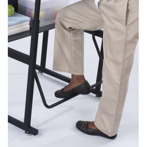  AlphaBetter® Adjustable-Height Stand-Up Desk, 28 x 20" Standard Beige Top, Book Box and Swinging Footrest Bar