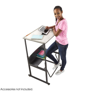 AlphaBetter® Adjustable-Height Stand-Up Desk, 36 x 24" Standard Beige Top, Book Box and Swinging Footrest Bar