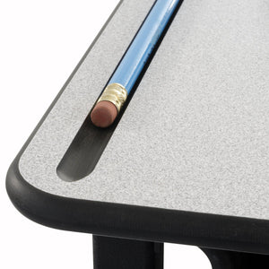 AlphaBetter® Adjustable-Height Stand-Up Desk, 36 x 24" Standard Beige Top, Book Box and Swinging Footrest Bar-Desks-