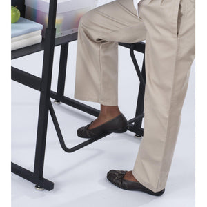 AlphaBetter® Adjustable-Height Stand-Up Desk, 36 x 24" Standard Beige Top, Book Box and Swinging Footrest Bar-Desks-