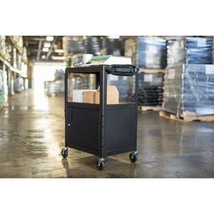 Adjustable-Height Steel AV Cart  with Cabinet