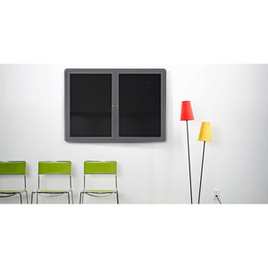 Ovation 2 Door Enclosed Fabric Bulletin Board, Hinged Doors, 3' H x 5' W