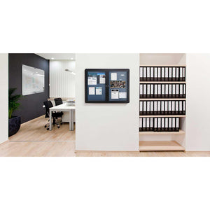 Ovation 1 Door Enclosed Fabric Bulletin Board, Hinged Door, 3' H x 2' W
